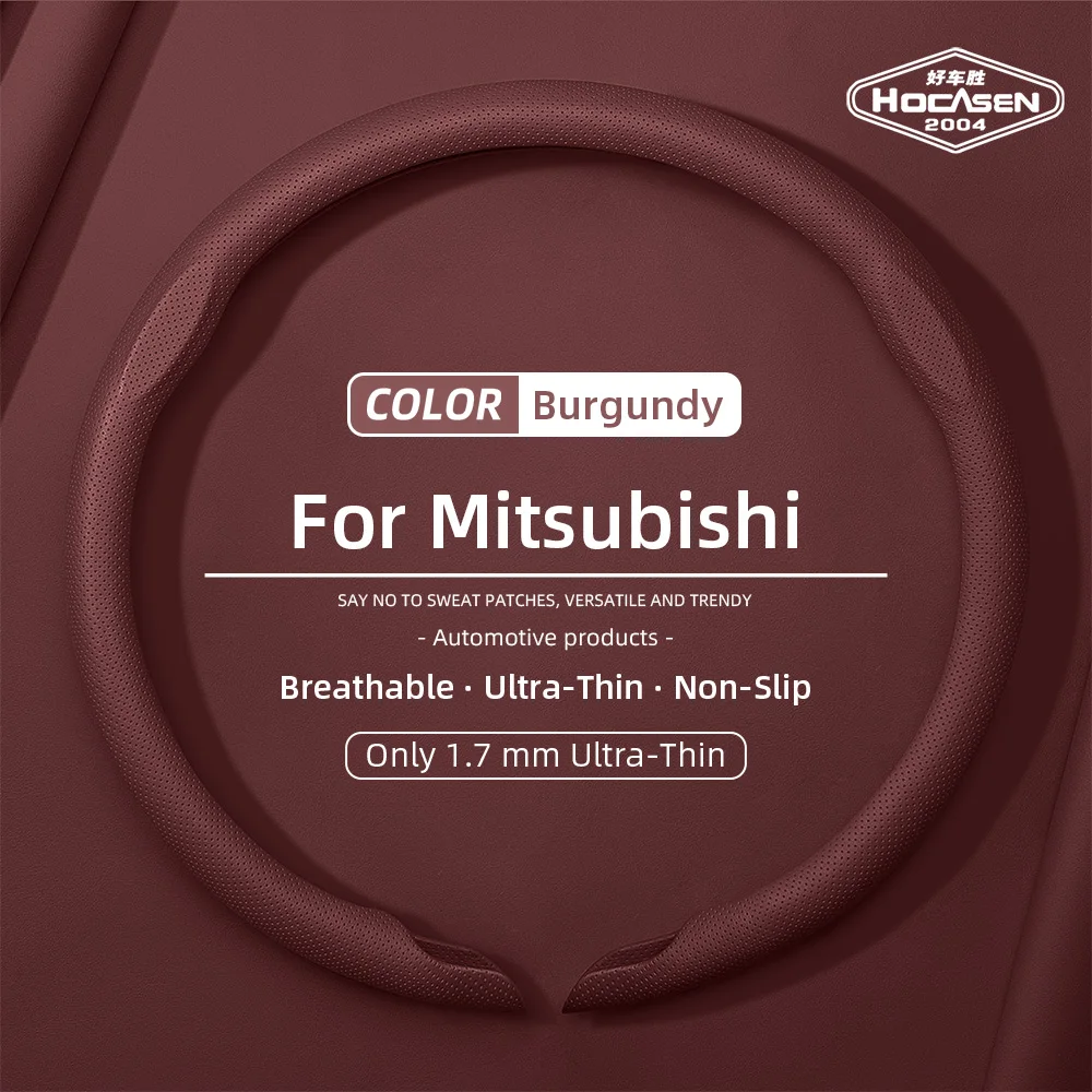 Suitable for Mitsubishi Nappa Leather Car Steering Wheel Cover with Anti-Slip Breathable Holes Triton L200 Xpander Pajero Montero Outlander Sport Asx Rvr Xforce Eclipse Cross Mirage Attrage Colt