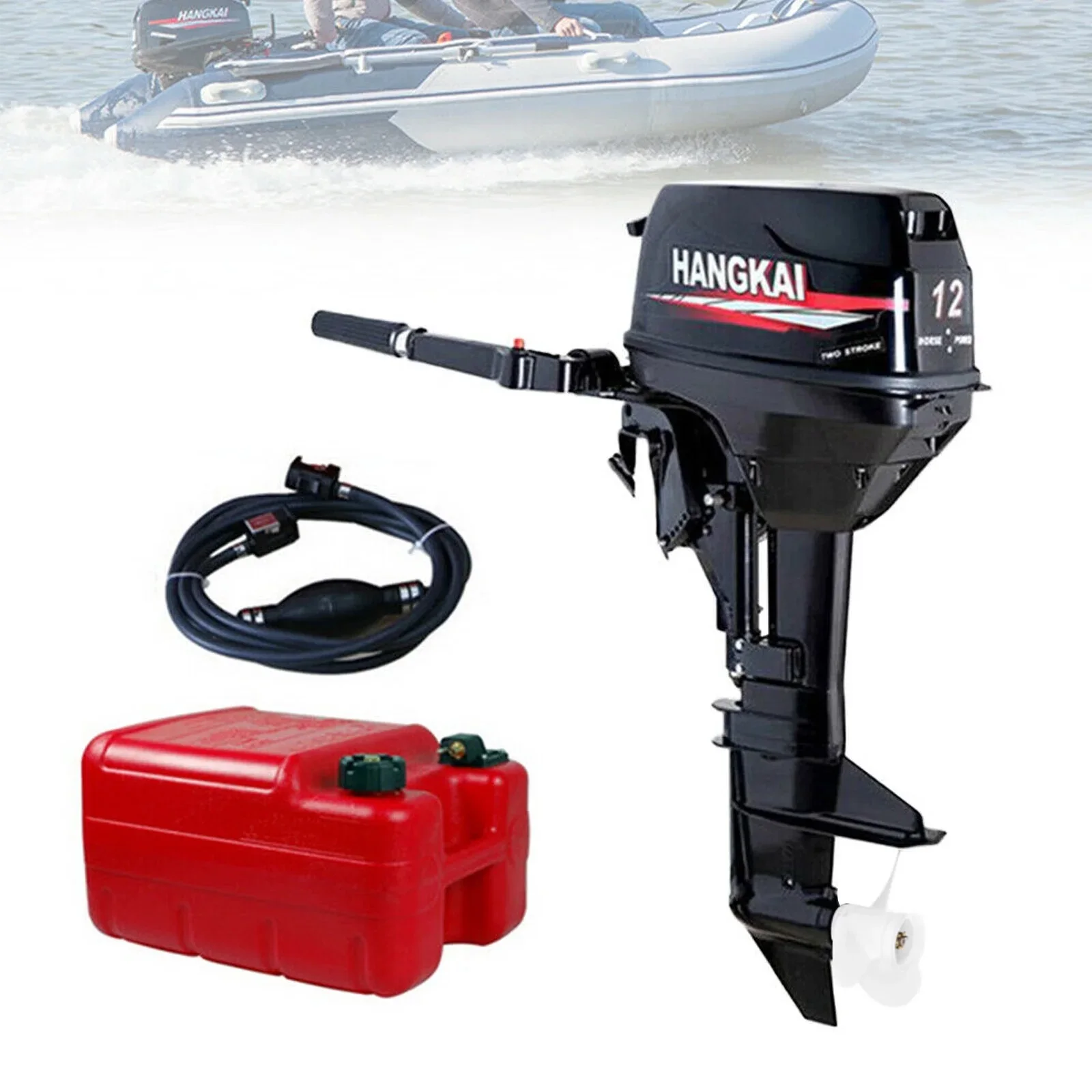 

12HP 2 Stroke Outboard Motor Marine Fishing Boat Engine 169CC Water Cooling CDI System Short Shaft 8-30km/h 4500-5500RPM