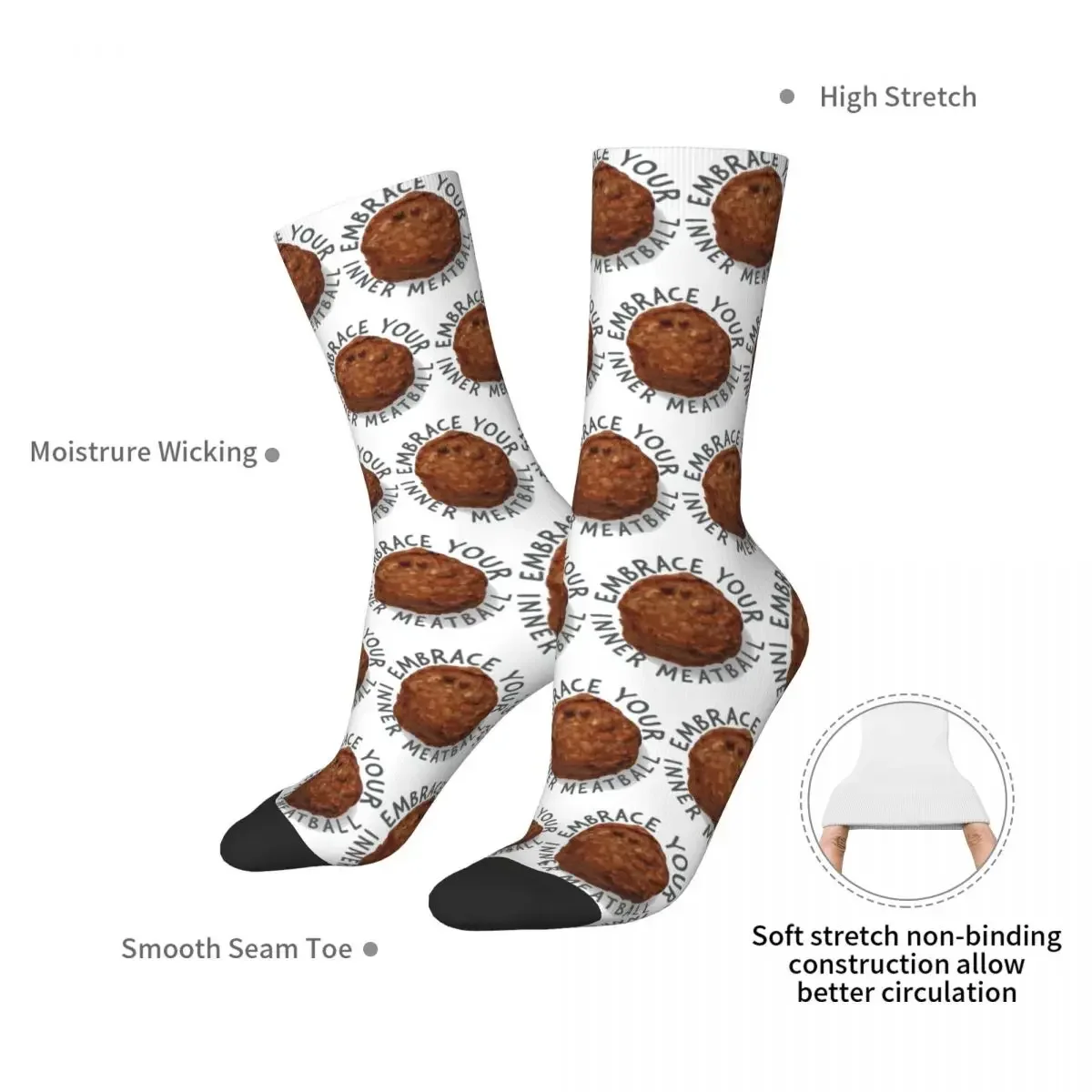 Meatball Socks Harajuku High Quality Stockings All Season Long Socks Accessories for Unisex Gifts