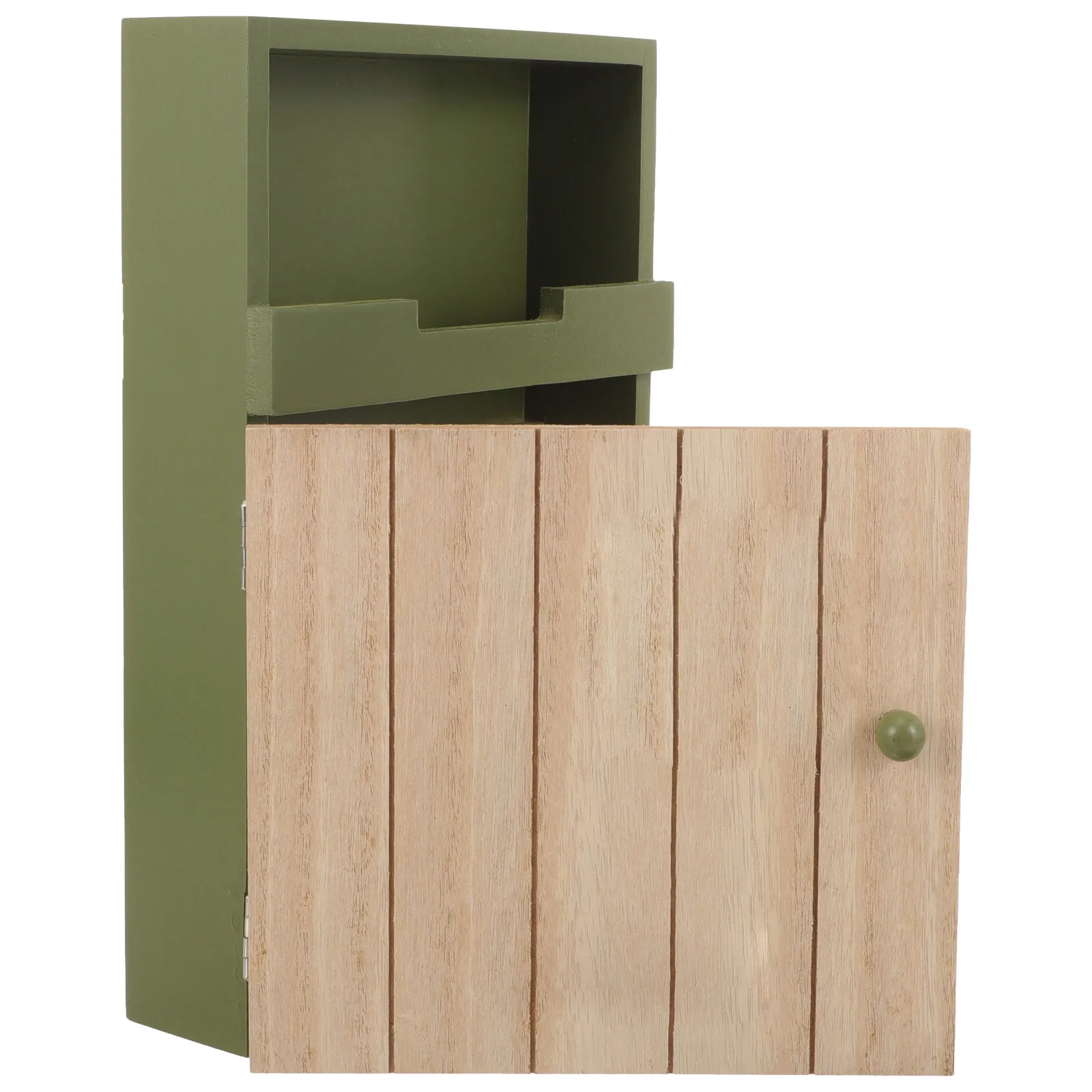 1pc Mount Wall Box Dark Green Wooden Hanging Storage For Home Restaurant Multi-Purpose Key Case Decor
