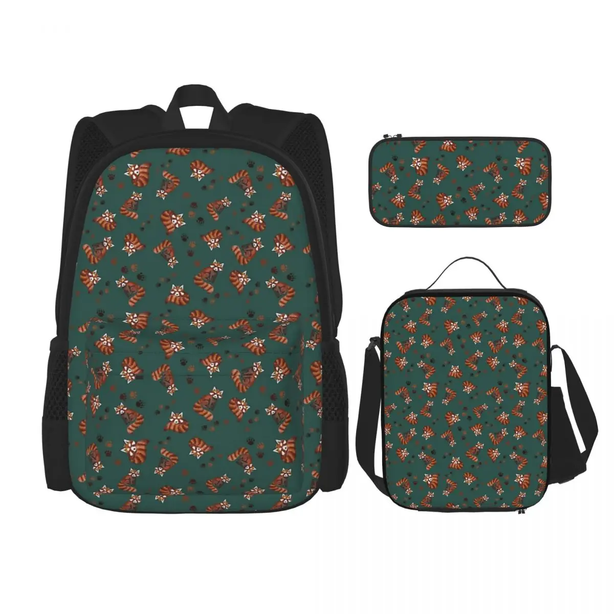 

Red Panda Animal Backpacks Boys Girls Bookbag Children School Bags Kids Rucksack Lunch Bag Pen Bag Three-Piece Set