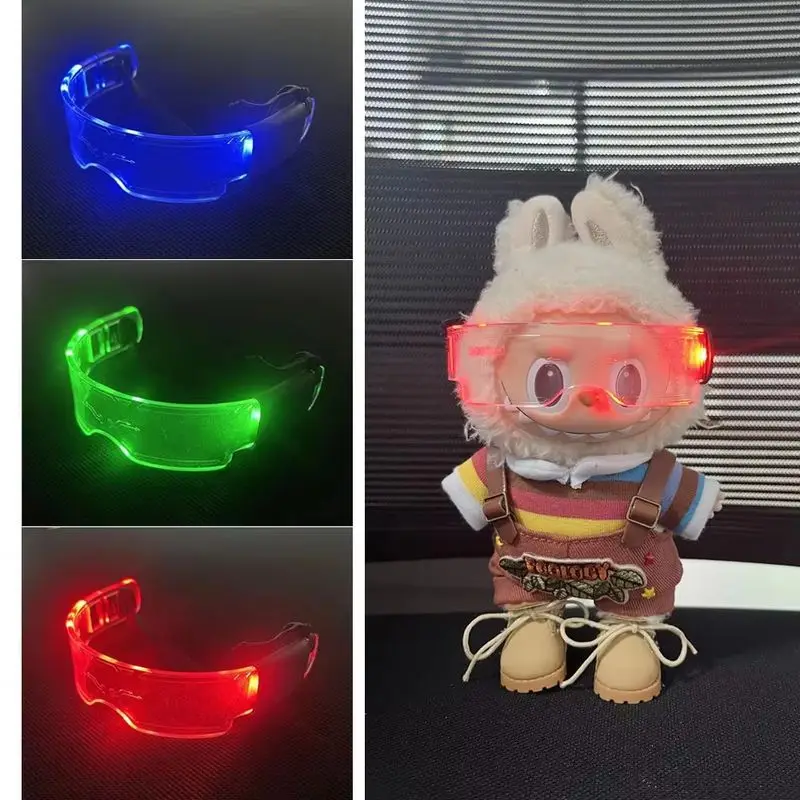 

For labubu accessories Led Punk Glasses Color Luminous Glasses Cool Night Light Future Technology Glasses Mini Edition