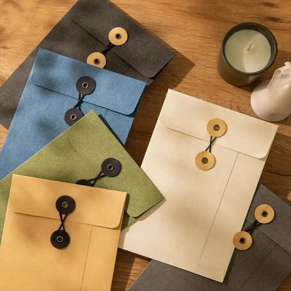 A4/A5 Kraft Paper Envelopes European Style with String Tie Closure Clasp Vintage Brown Envelopes Invitation Card Retro