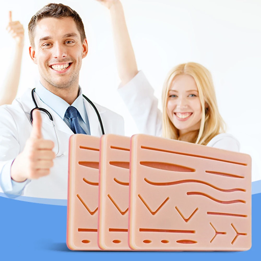 Silicone Skin Pad Suture Training Kit Surgical Wound for Surgeon Medical Practice Training Traumatic Suture Practice Skin Use