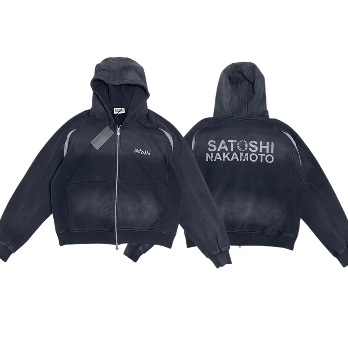 Satoshi NakamotoLogo-Embroidered Cotton-Jersey Zip-Up Hoodie Men Women High Quality Hooded Pullover