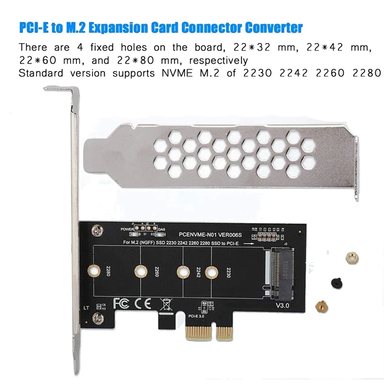 M.2 PCIe Adapter, M.2 to PCI E3.0 X1 Expansion Card,M2 SSD NGFF NVME(M Key) to PCIe 3.0 x 1 for Desktop PCI Express Slot