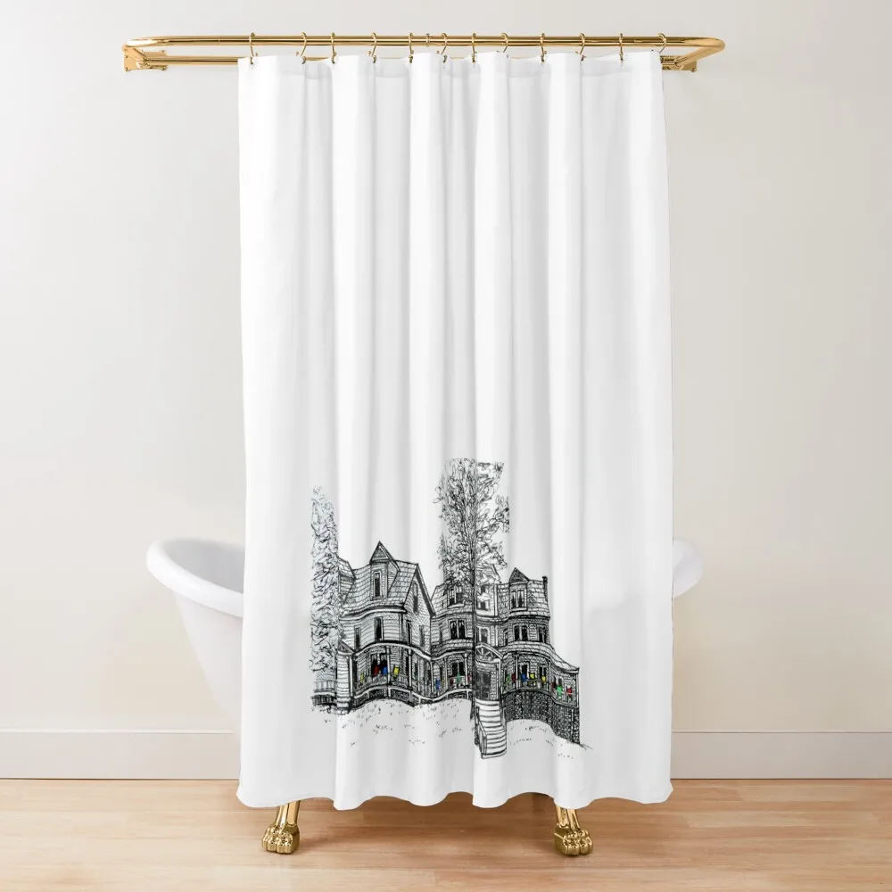 Sketches from New Hampshire (Traditional Inn) Shower Curtain Bathroom Shower Bathtub Curtain