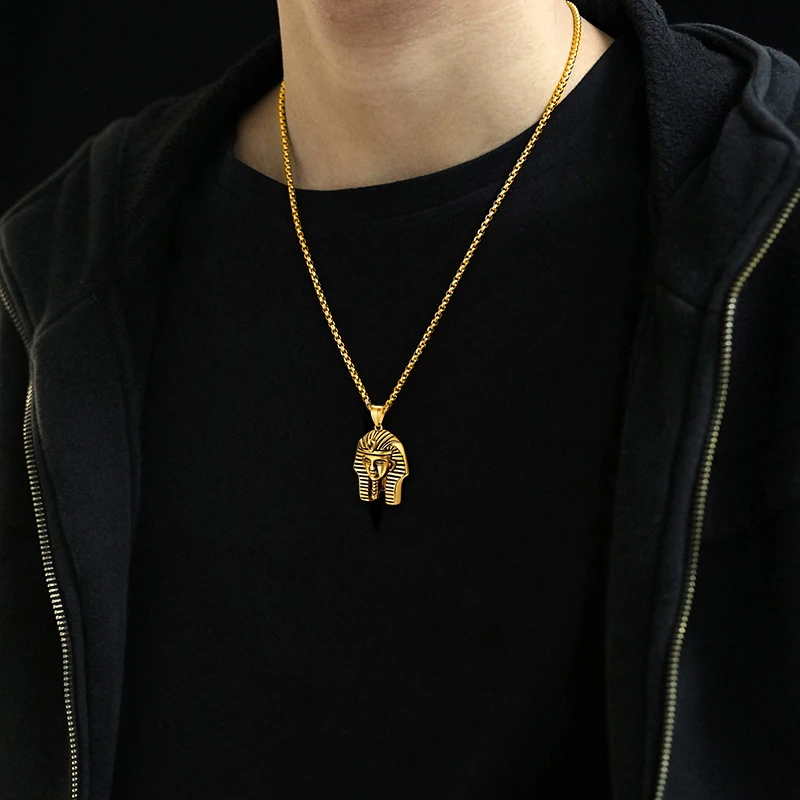 U7 Ancient Egyptian Ankh Necklaces Stainless Steel Eagle Ankh Cross Bastet Anubis Pharaoh Pendant Gothic Jewelry view 6