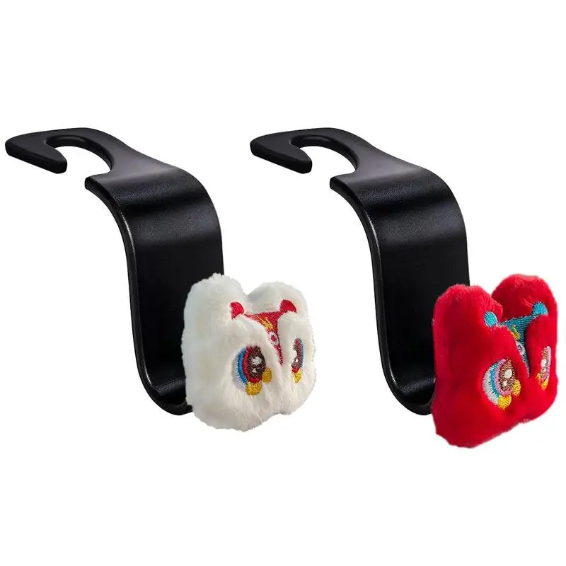 Headrest Hangers Cute Chinese Dancing Lion Storage Organizer Hanger Car Interior Accessories Cartoon Portable Vehicle Back Seat