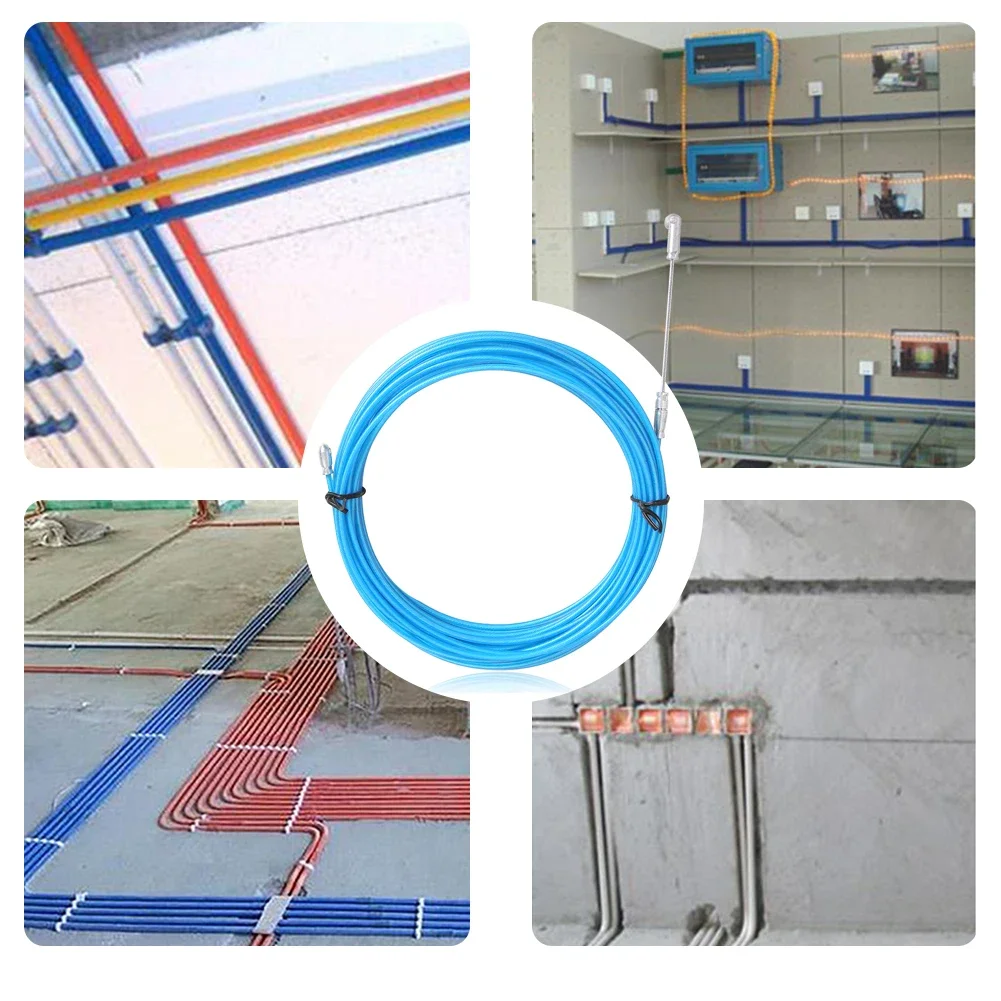 Cable Push Puller Electrician Conduit Ducting Cable Puller Tape Clip Electrical Wall Wire Cable Guide Device Aid Tool 5/10/15M