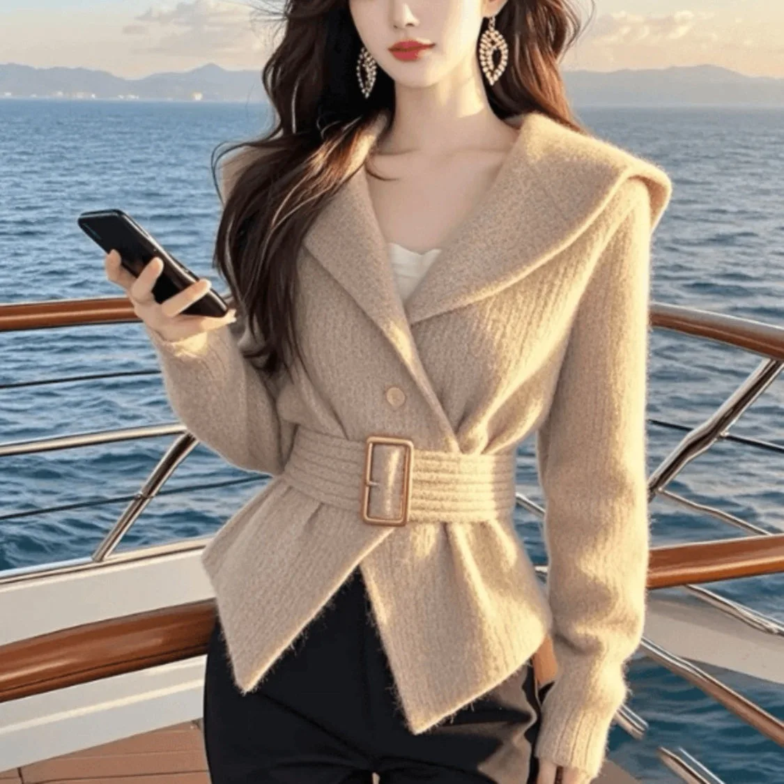

Style Knitted Short Jacket For Women 2025 Autumn Winter New Fashion Trendy Super Beautiful Waist-Cinching Slim-Fit Top