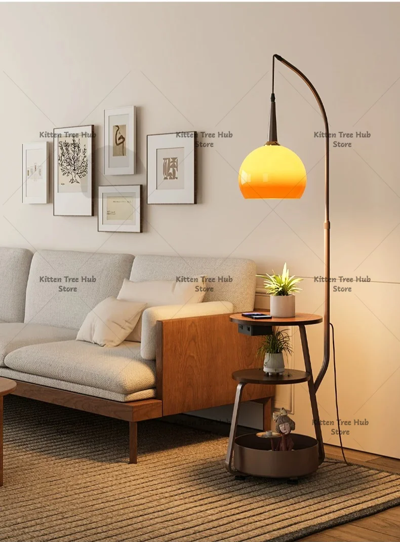 French antique floor lamp living room bedroom sofa side integrated coffee table classic retro style elegant home lighting decor