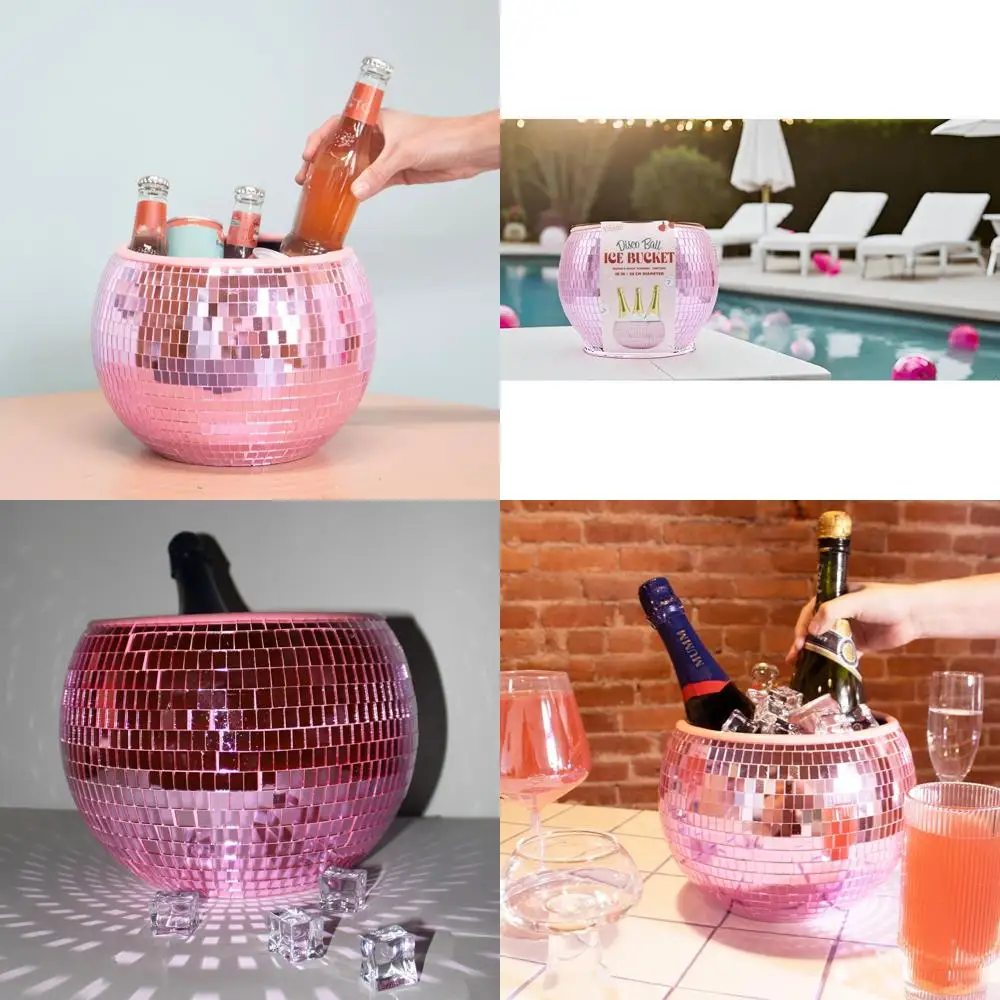 

Glittering Disco Ball Ice Bucket - Festive Christmas Decor & Bachelorette Party, Sparkling Champagne Cooler for Girls' Night