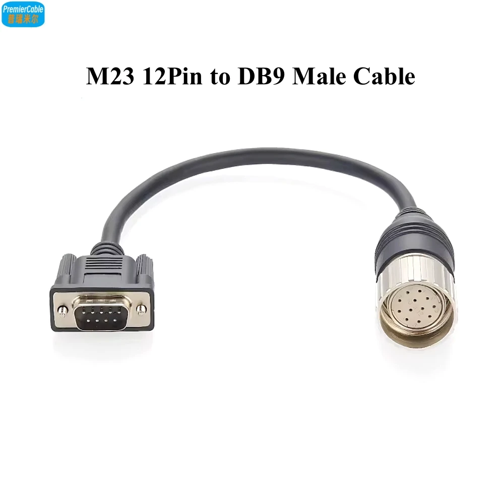 M23 12Pin to DB9 Male Cable M23 Female Cable to 9Pin D sub DB9/RS232 Sensor Actuator Encoder Cable Compatible Baumer