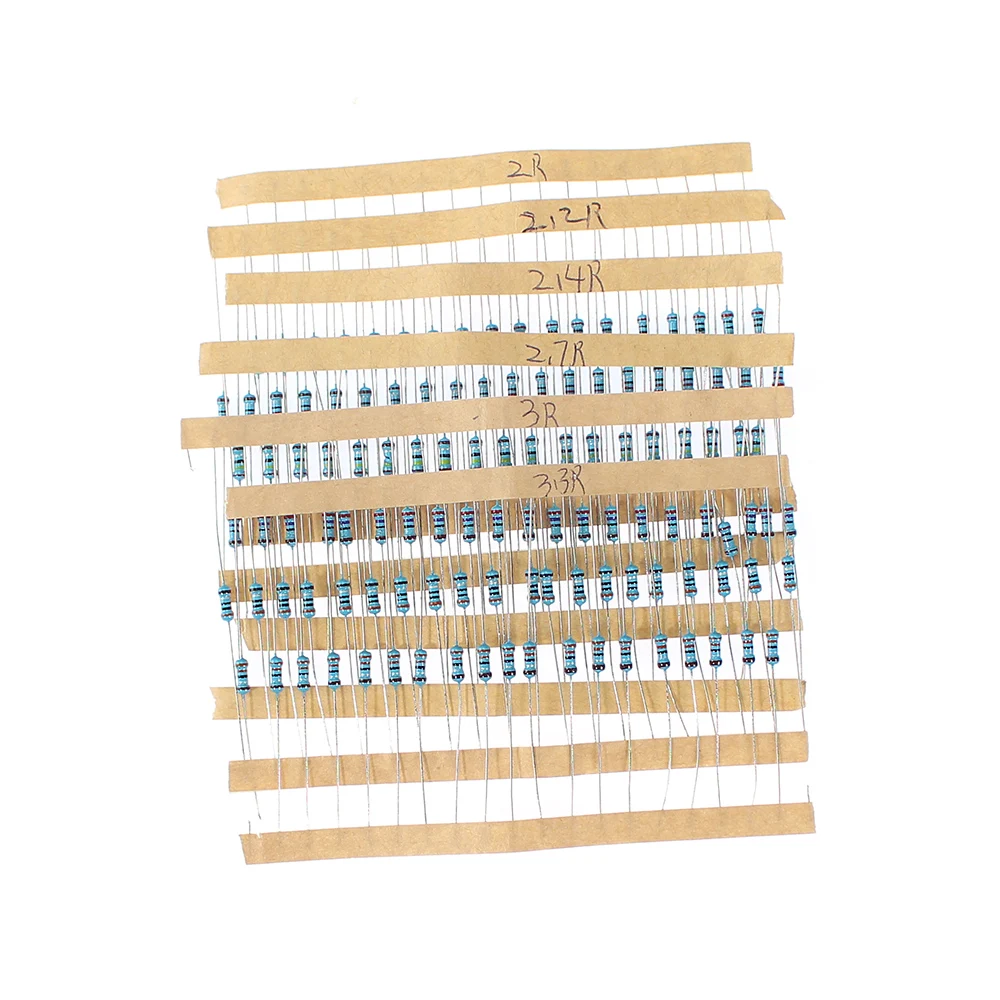 120PCS 1/4W-1% Automotive Airbag Repair Resistor Kit 2R, 2.2R, 2.4R, 2.7R, 3R, 3.3R, 2 ohm~3.3 ohm Car\'s Airbag Resistors Set