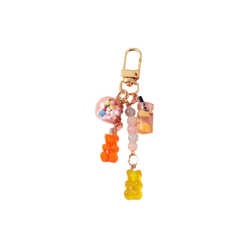 Unisex Girls Women Floating Fruit Candy Bag Pendant Fashion Accessories Bear Key Chain Key Ring Keyholder