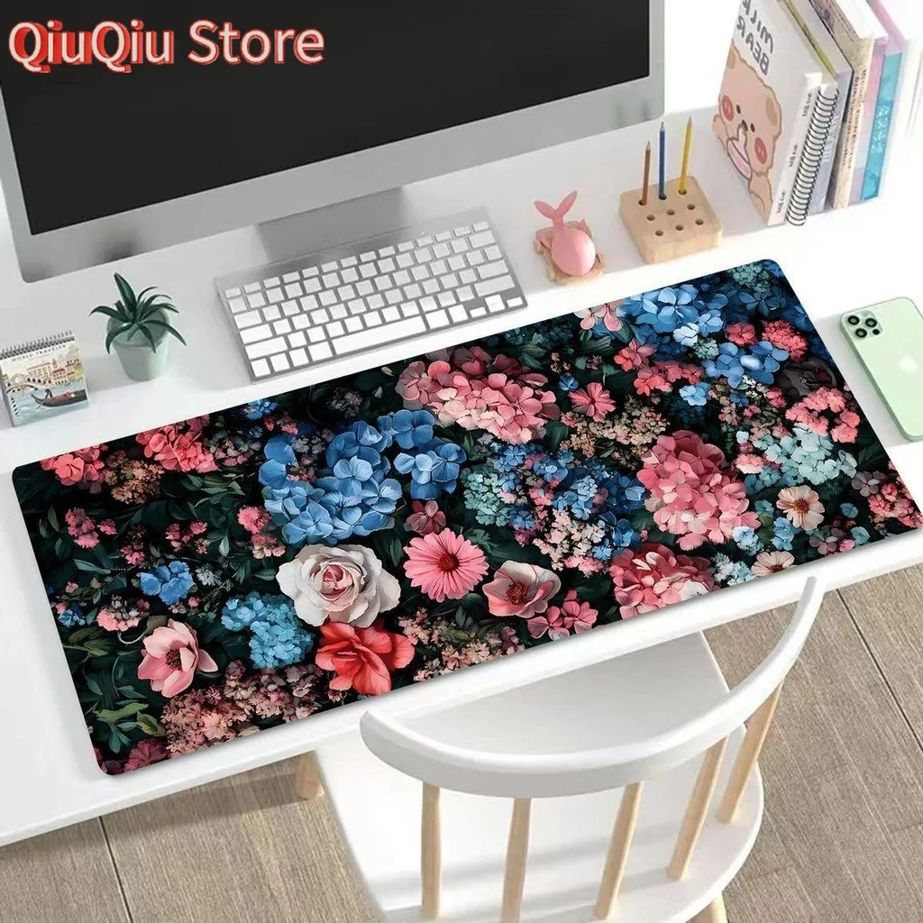 Extended Mouse Pad Romantic Roses Beautiful Flowers Pattern Office Extra Large Thickened Computer Keyboard Desk Rubber Mat for A