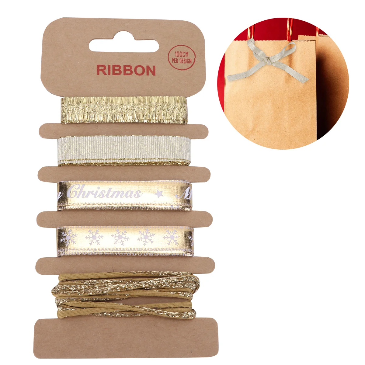 

Christmas Ribbons Set 1m Multiple Patterns Fabric Ribbon for DIY Crafts Gift Wrapping Party Decoration Printed Ribbon
