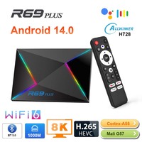  Smart TV Box Android14 R69 Plus Google Voice Allwinner H728 Cortex A53 8K Video NETFLIX HDR10 Dual Wifi6 BT5 3D 64G Set Top Box