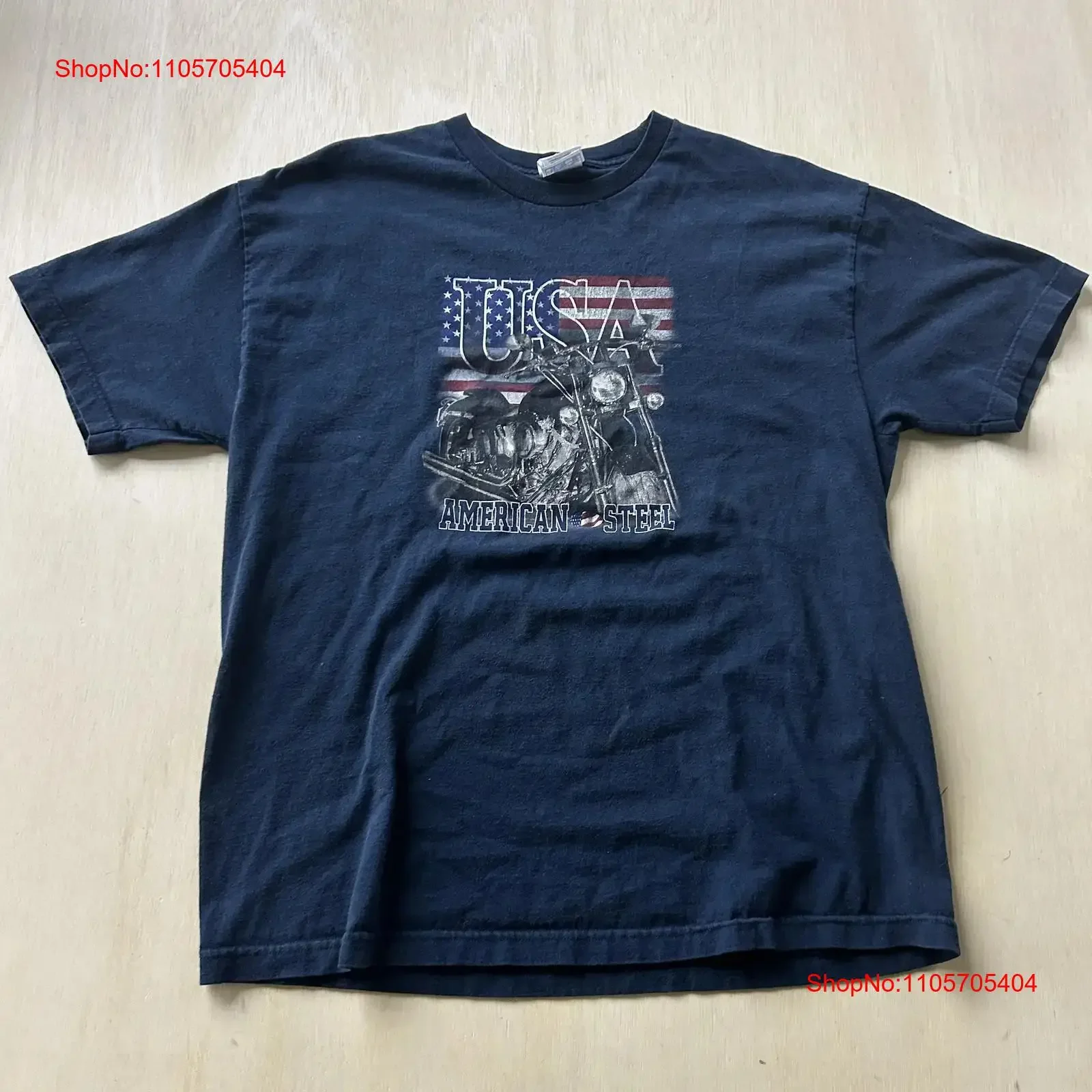 Vintage Alstyle USA American Steel T Shirt Mens XL Blue Motorcycle Biker long or short sleeves vintage Washed Comfortable homme