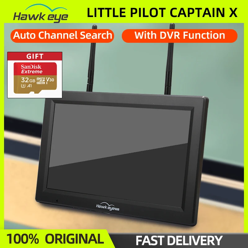 Hawkeye Little Pilot Captain X FPV Monitor With DVR 5.8G 60CH 10.2 inch Dual Receiver HDMI NTSC/PAL Auto Search For RC FPV Drone