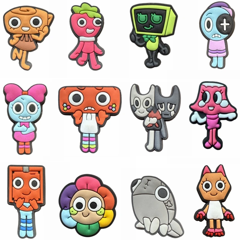

12pcs Dandys World Game series Shoe Charm PVC Decorations Assorted Style Detachable Waterproof Suitable summer For Gift ideal