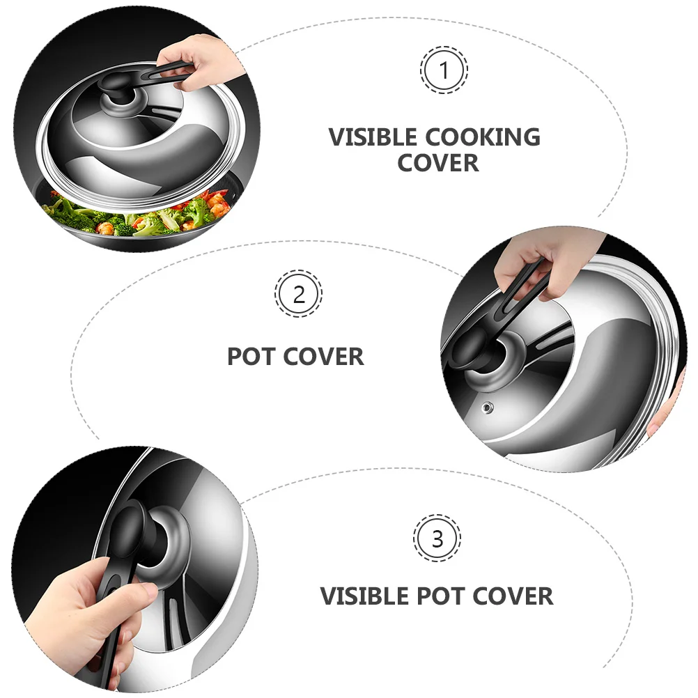 

1 шт. видимая крышка кастрюли из нержавеющей стали, крышка кастрюли, защита от ожогов, крышка вока, инструмент для приготовления пищи, крышка кастрюли, кухонный гаджет