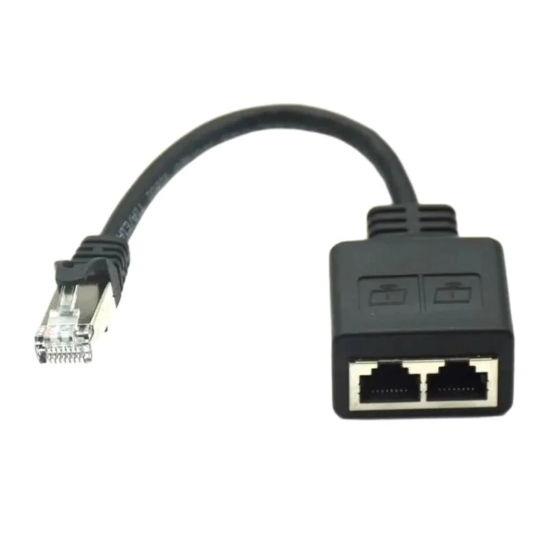 Cavo adattatore splitter RJ45 da 1x maschio a 2x femmina per linea di estensione cavo convertitore Ethernet LAN Ethernet