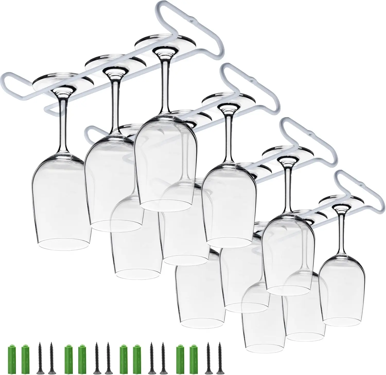 Estante para Copas de Vino Blanco de 10 Pulgadas para Debajo del Gabinete con Bandeja de Secado para Almacenamiento en Cocina y Bar