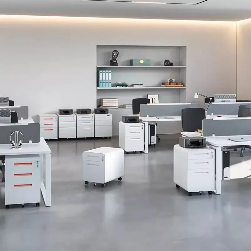 Under the desk movable cabinet with wheels mobile low cabinet with lock steel storage