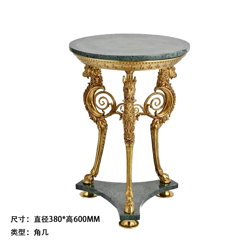 

French retro luxury villa living room entrance marble countertop all copper dragon horse edge few corners