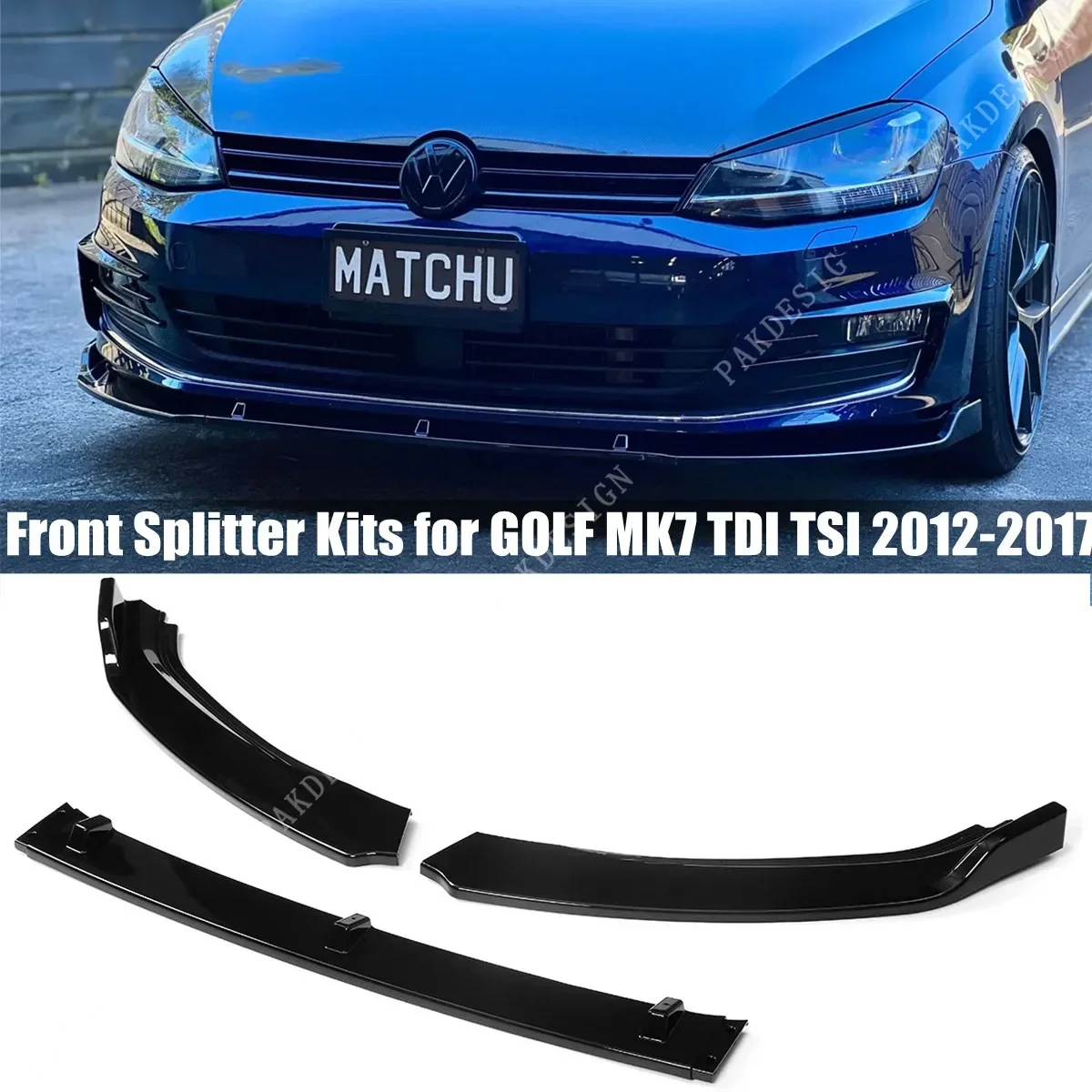 3 pçs amortecedor dianteiro divisor lábio difusor spoiler protetor capa defletor lábios guarda para vw golf 7 vii mk7 tdi tsi tgi 2012-2017