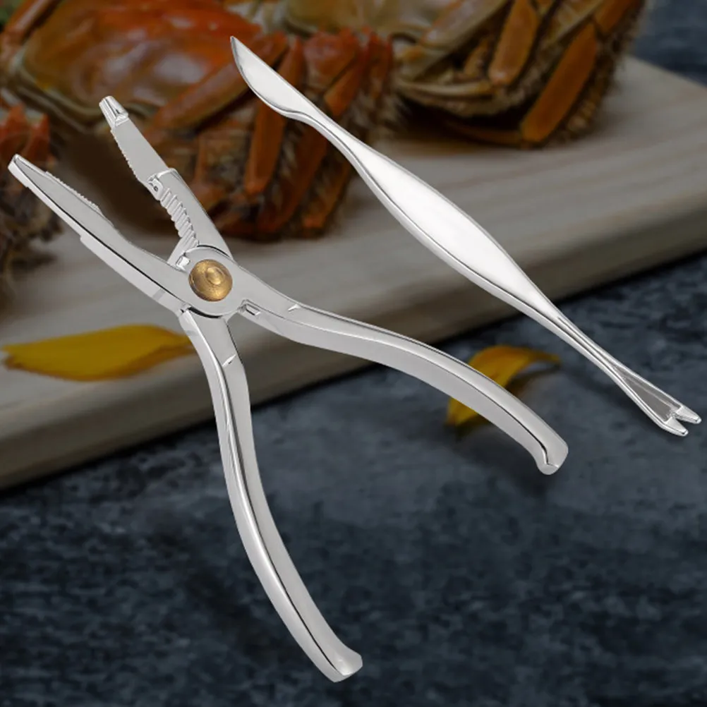 2Pcs Stainless Steel Crab Plier Set Heavy Duty Seafood Tool for Cracking Crab Legs Lobster Tails Oysters Shellfish Home