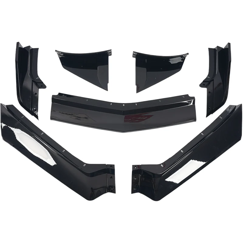 المصد الأمامي للسيارة الشفاه والجانب الجنيحات المرحلة لشروليه كورفيت C7 2014-2019 سبويلر الفاصل الكربون نمط/أسود لامع #6