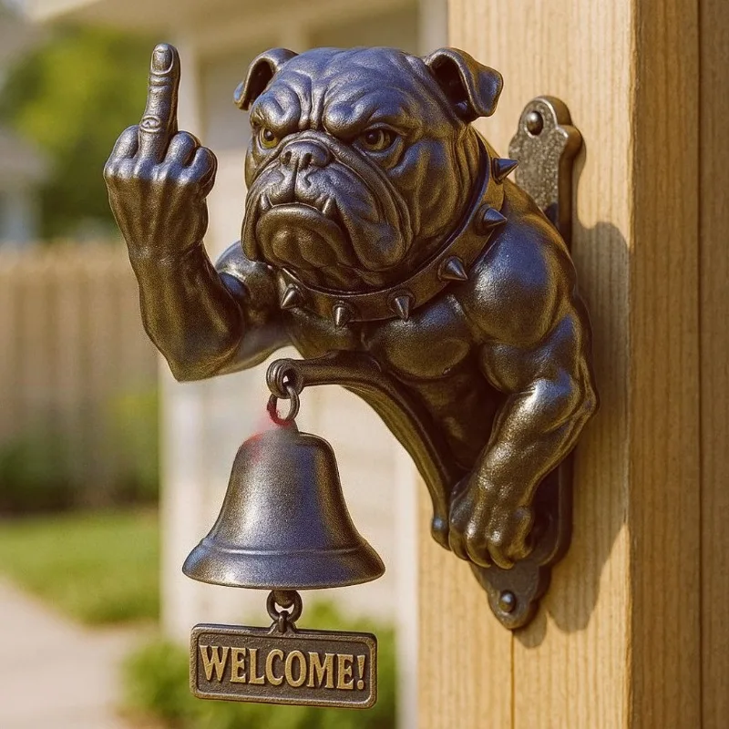 Funny Bulldog Doorbell, Modern Art Resin Pendant