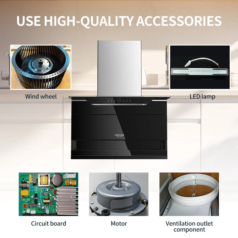 Okap kuchenny sterowany aplikacją, ultra cichy okap kuchenny z funkcją downdraft, okap kuchenny sterowany gestami