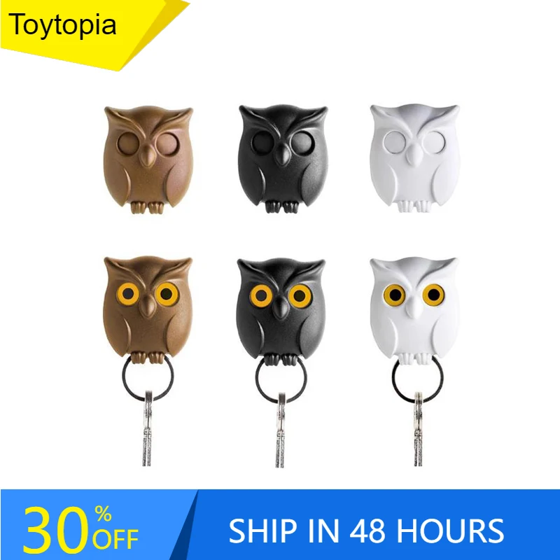 6CM Owl Magnetic Key Hook Figure Cat Magnetic Hook Auto Blinking Pvc Model Room Decoration No Punch Storage Hooks Holiday Gifts