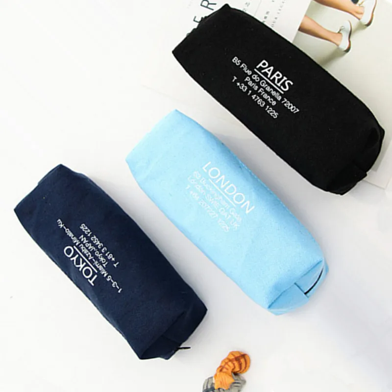 Fashion Canvas Pencilcase Pen Bag School Office Supply Stationery Girl Sunglasses Pouch Women Cosmetics Storage Party Gift