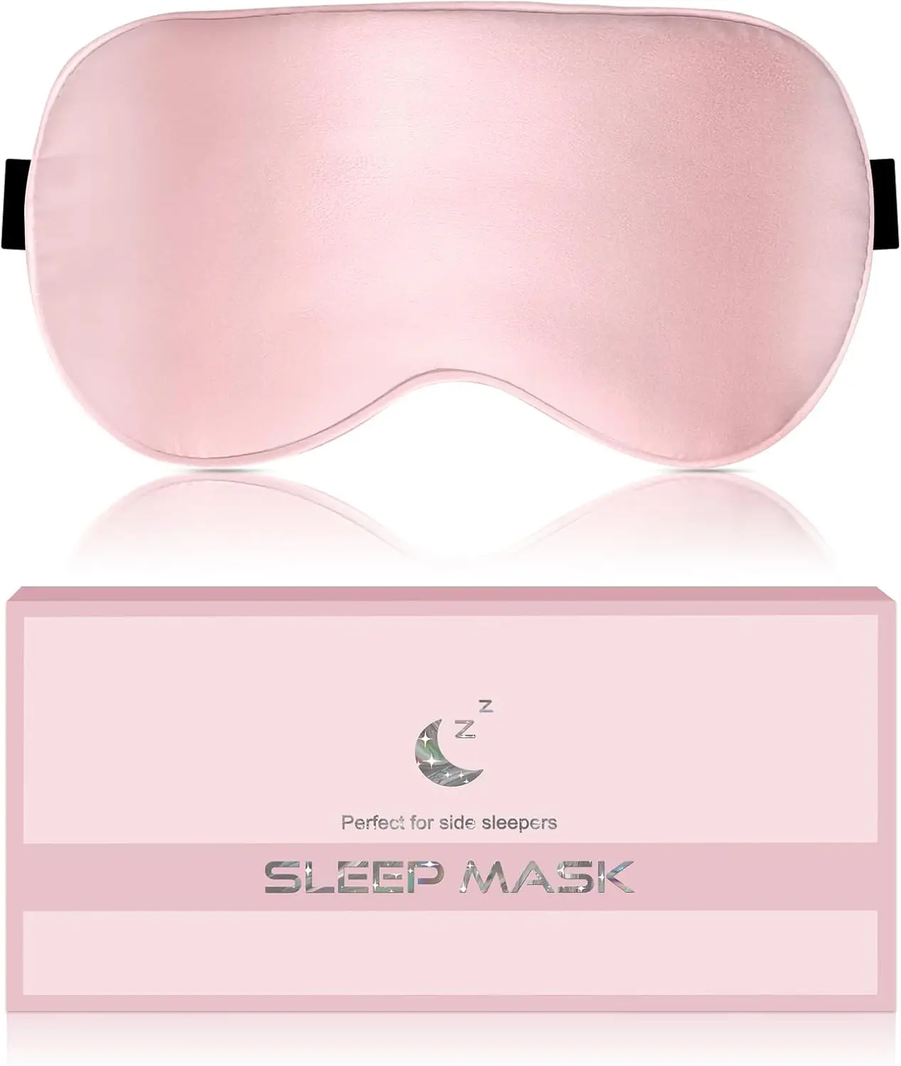 

Soft Breathable Silk Sleep Mask for Women, Adjustable Blackout Eye Mask for Travel and Gifts in Pink