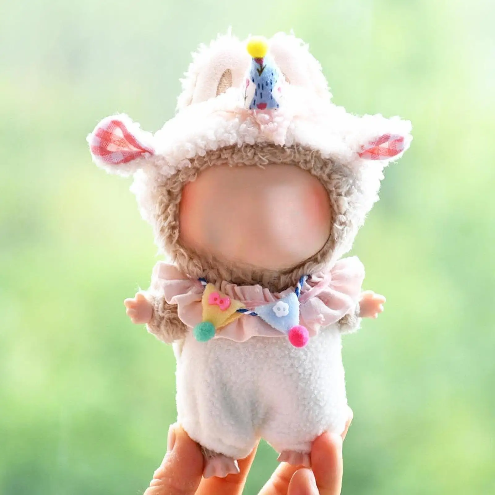 Plush Figure Bodysuit with Birthday Hat DIY for Kids Educational Costumes Dress up for 5.91inch Doll Coordination Flexibility