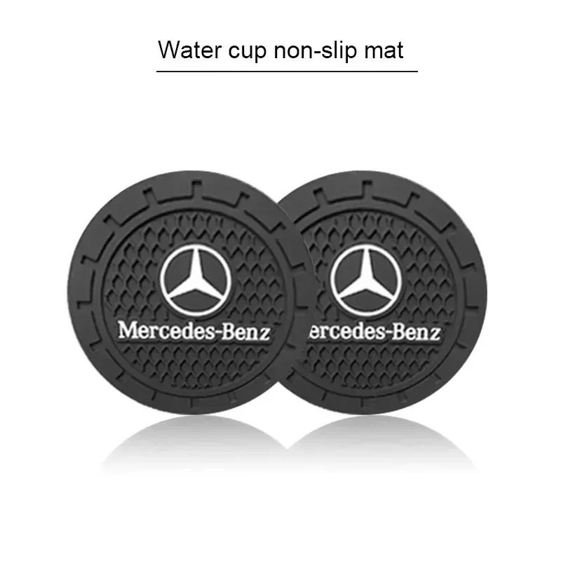 2X Car Coaster Water Cup Slot Non-Slip Mat Pad Silicone For Mercedes Benz AMG GLC GLB GLE CLA W206 W204 W205 W212 W213 W169 W176