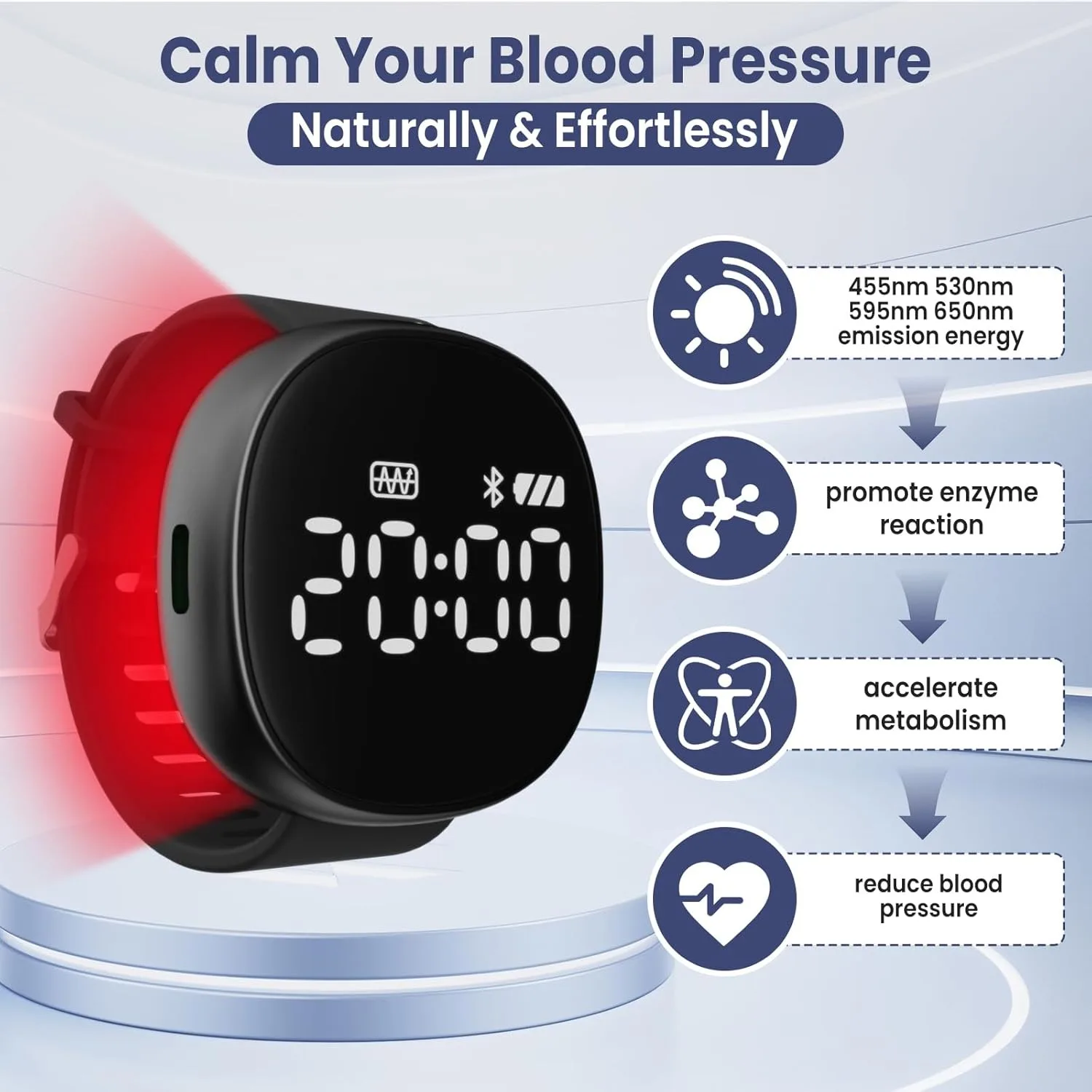 

Wrist Watch Therapy Device Low Frequency 450nm 650nm Red Blue Pulse Treatment for Rhinitis Diabetes Blood Circulation