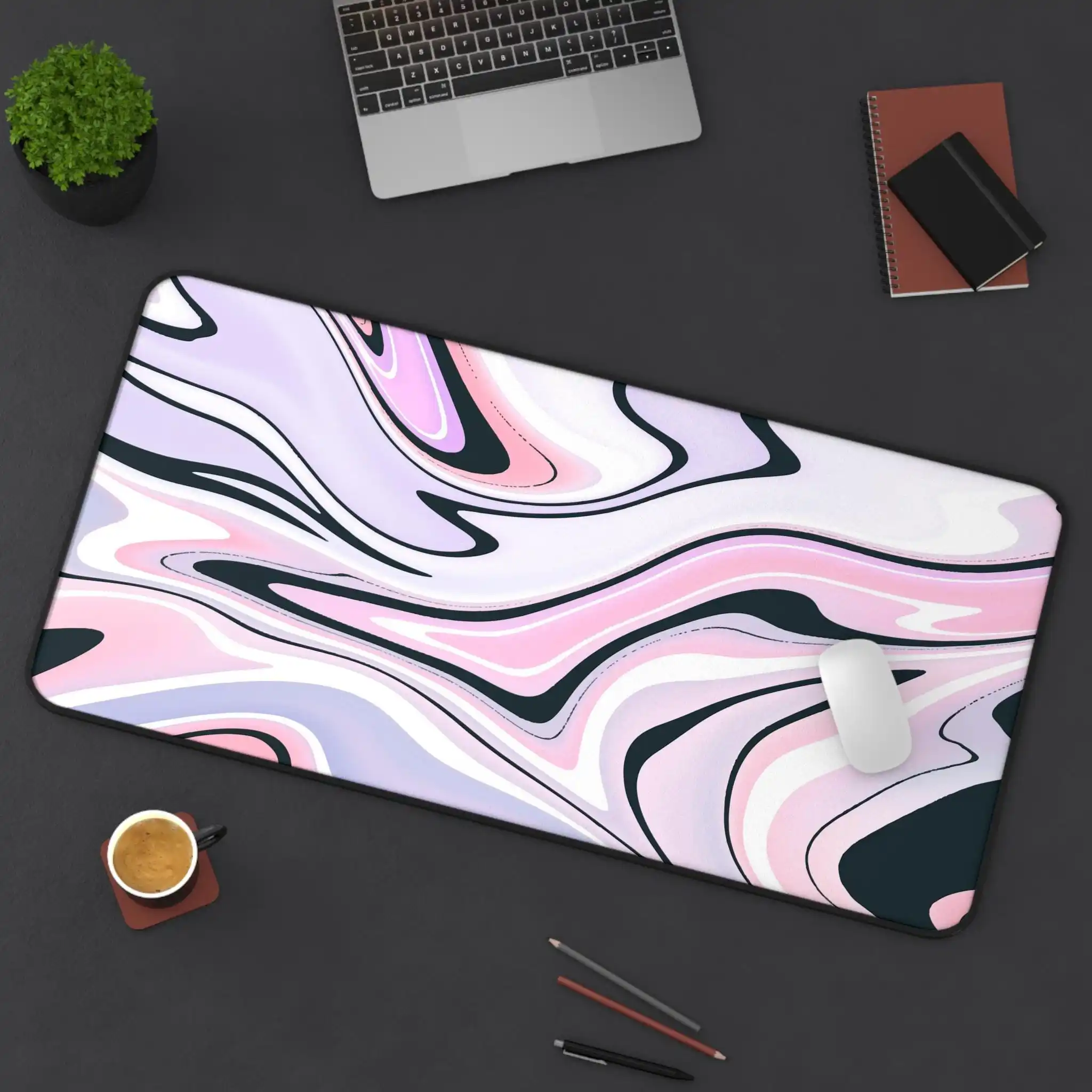 

Purple, Pink, and White Desk Mats, Gaming Accessories, Office Decorations, Computer Desk Decorations Kawaii Desk Pad Mousepad