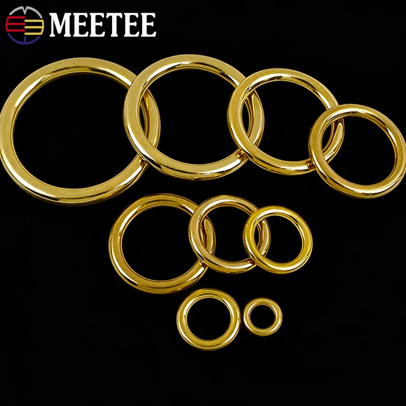 

20Pcs 8-51mm Solid Brass Buckle O Ring for Keychain Bag Straps Circle Connection Buckles Seamless Rings DIY Hardware Accessories