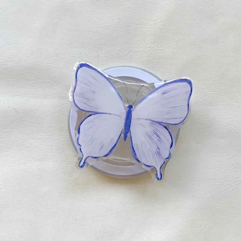 かわいい漫画の蝶と蝶の磁気電話ホルダー、磁気スタンド、iPhone、mag金庫、韓国のためのユニバーサルリンググリップトップ