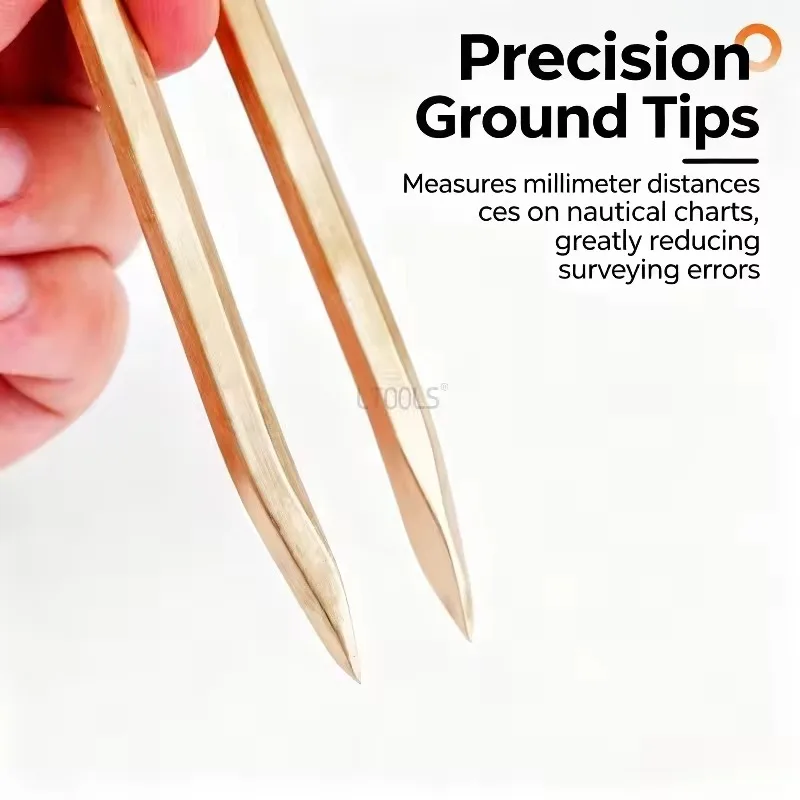 Brass Divider Compass Precision Marking Tool Scribing Gauge Drawing Two‑Legged Compass Nautical Navigation Measuring Tool
