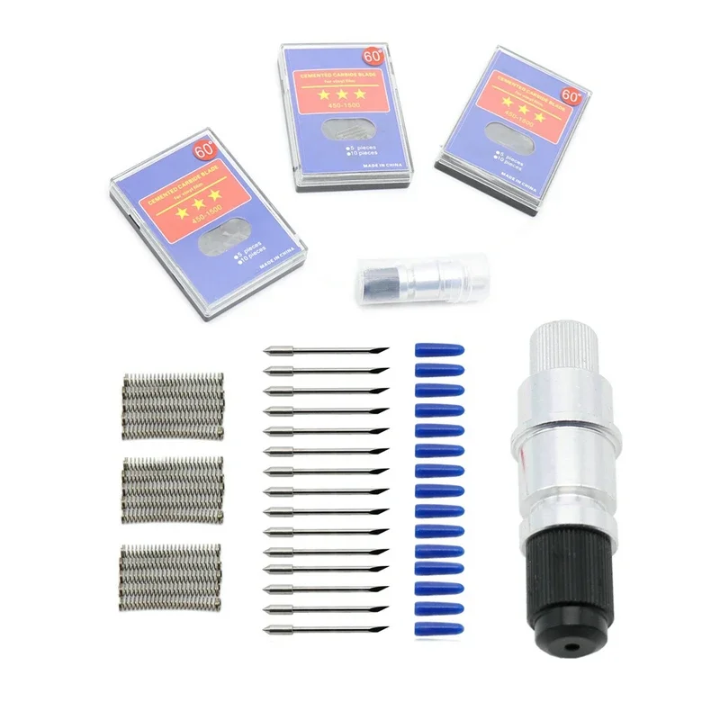 15Pcs High Hardness CB09 Graphtec Lettering Blade Cutter Holder+ 60 Degree Blades