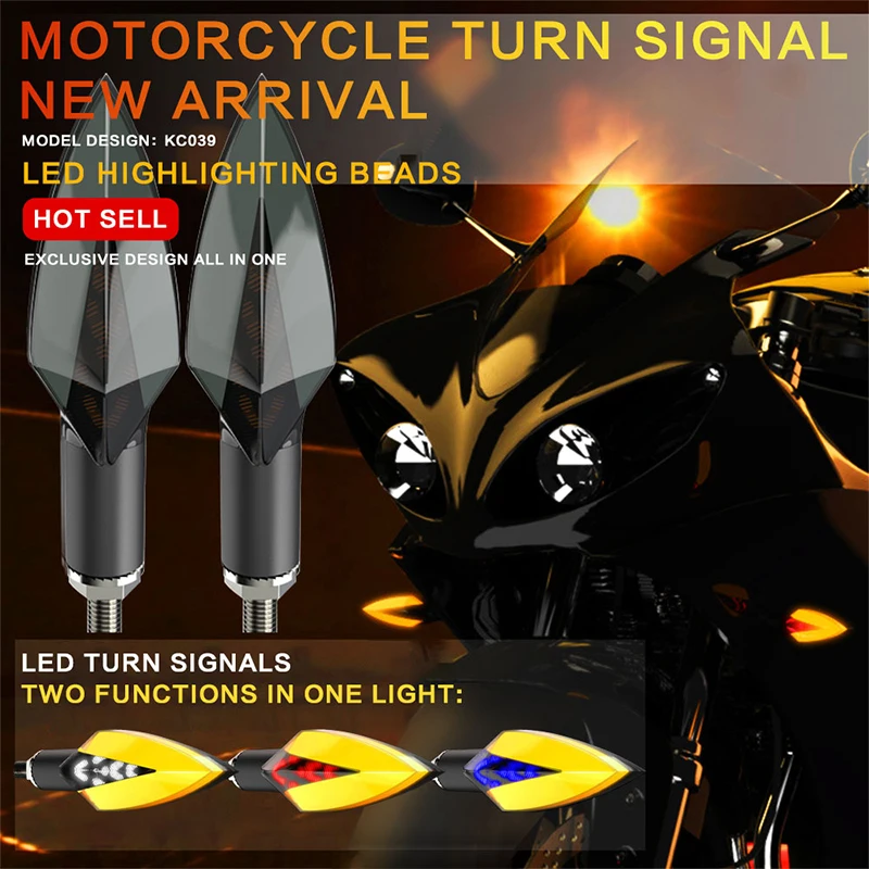 Universal Moto Turn Signal light turn flowing Arrows led motorcycle Warning taillight Flashing led motorcycle indicator lamp