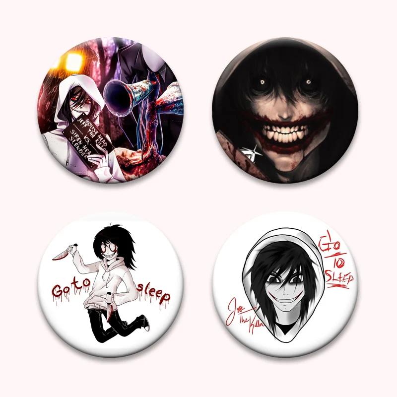 Exquisite Tinplate Badge American Urban Legends Jeff The Killer Pin Round Creative Brooches for Backpack Accessorie Jewelry Gift