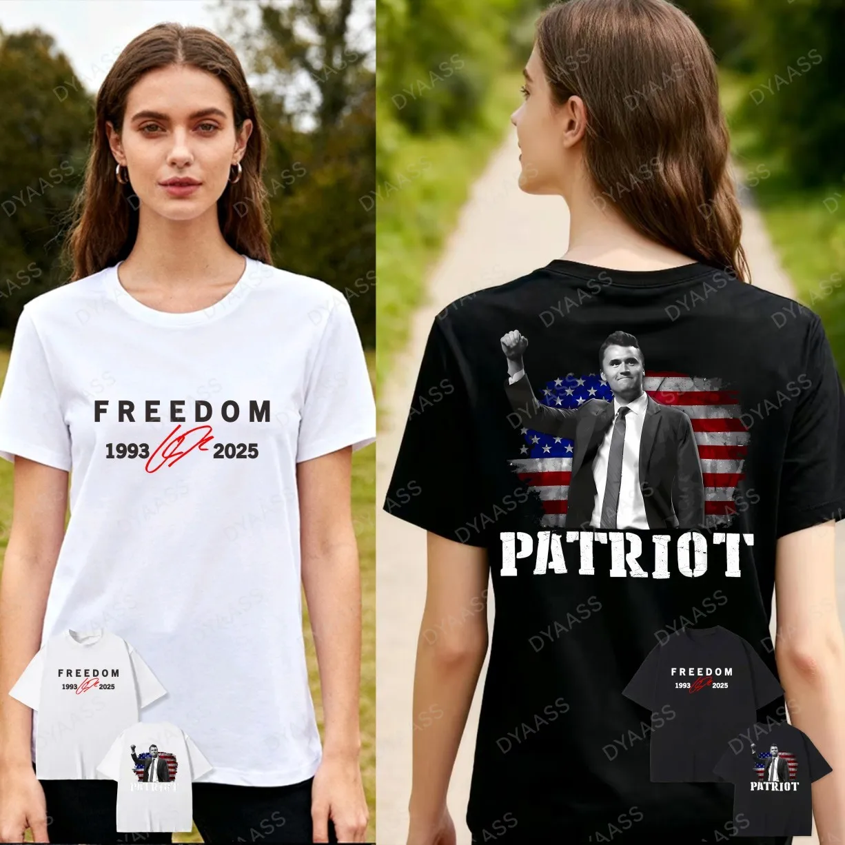 

Charlie Kirk Memorial Dress, True Patriot Charlie Kirk T-shirt, Unisex Cotton Short Sleeved Shirt